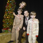 The Parker Family from A CHRISTMAS STORY, THE MUSICAL: (L-R): Jake Lucas, Erin Dilly, David Scott Purdy, and Noah Baird on the set of "Good Morning America."  Photo by Ida Astute / ABC